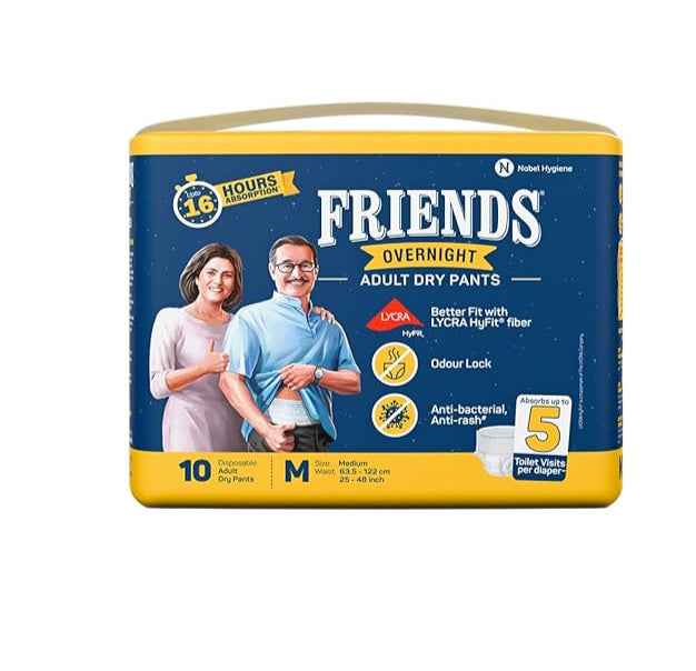 FRIENDS OVERNIGHT ADULT DIAPERS PANT STYLE M- L (10`S) - PACK OF 3