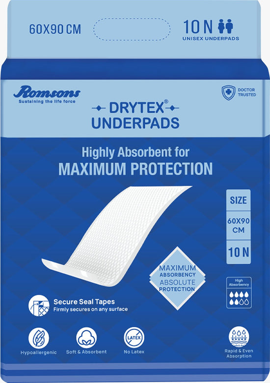 ROMSONS  DIGNITY DRYTEX UNDERPADS 60X90 CM -  (10X10 PACKETS )